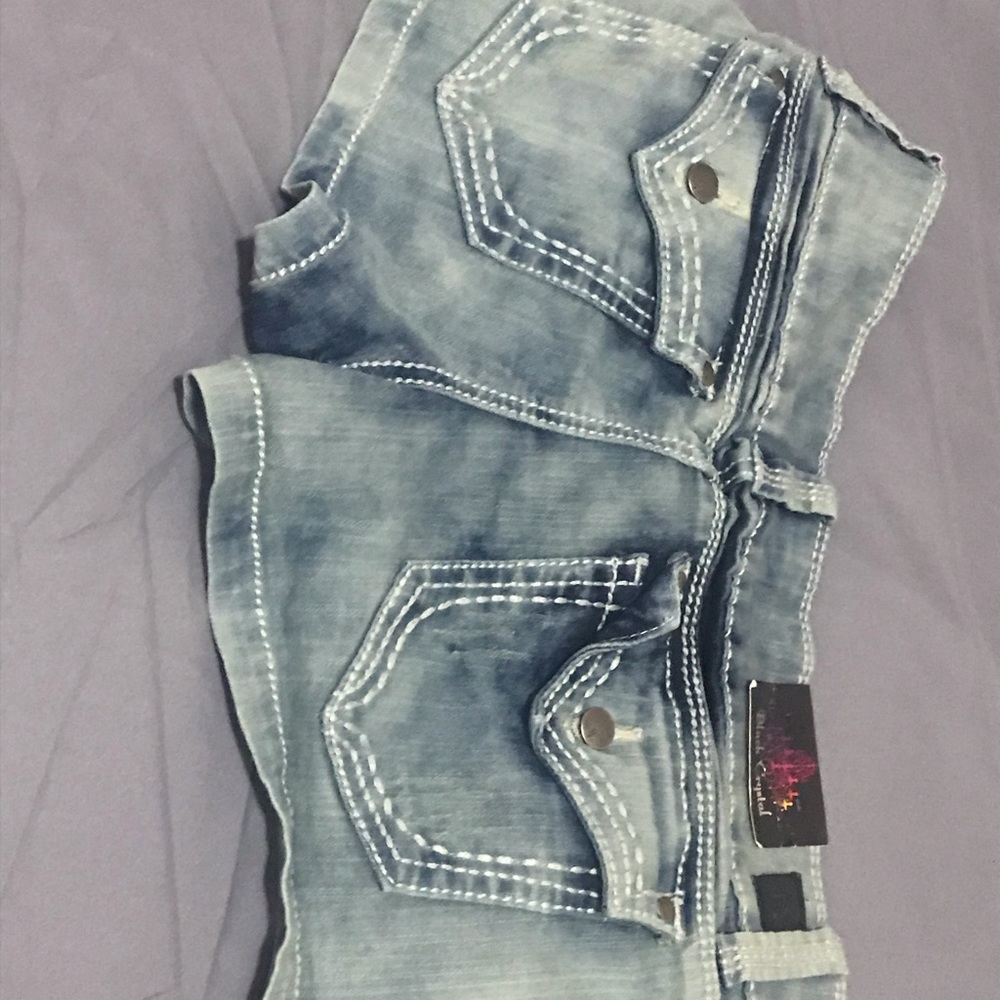 Black Crystal Jean Shorts
